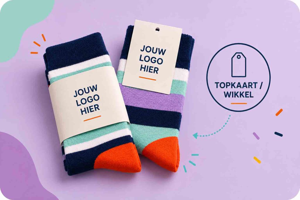 custom sokken topkaart wikkel met eigen logo
