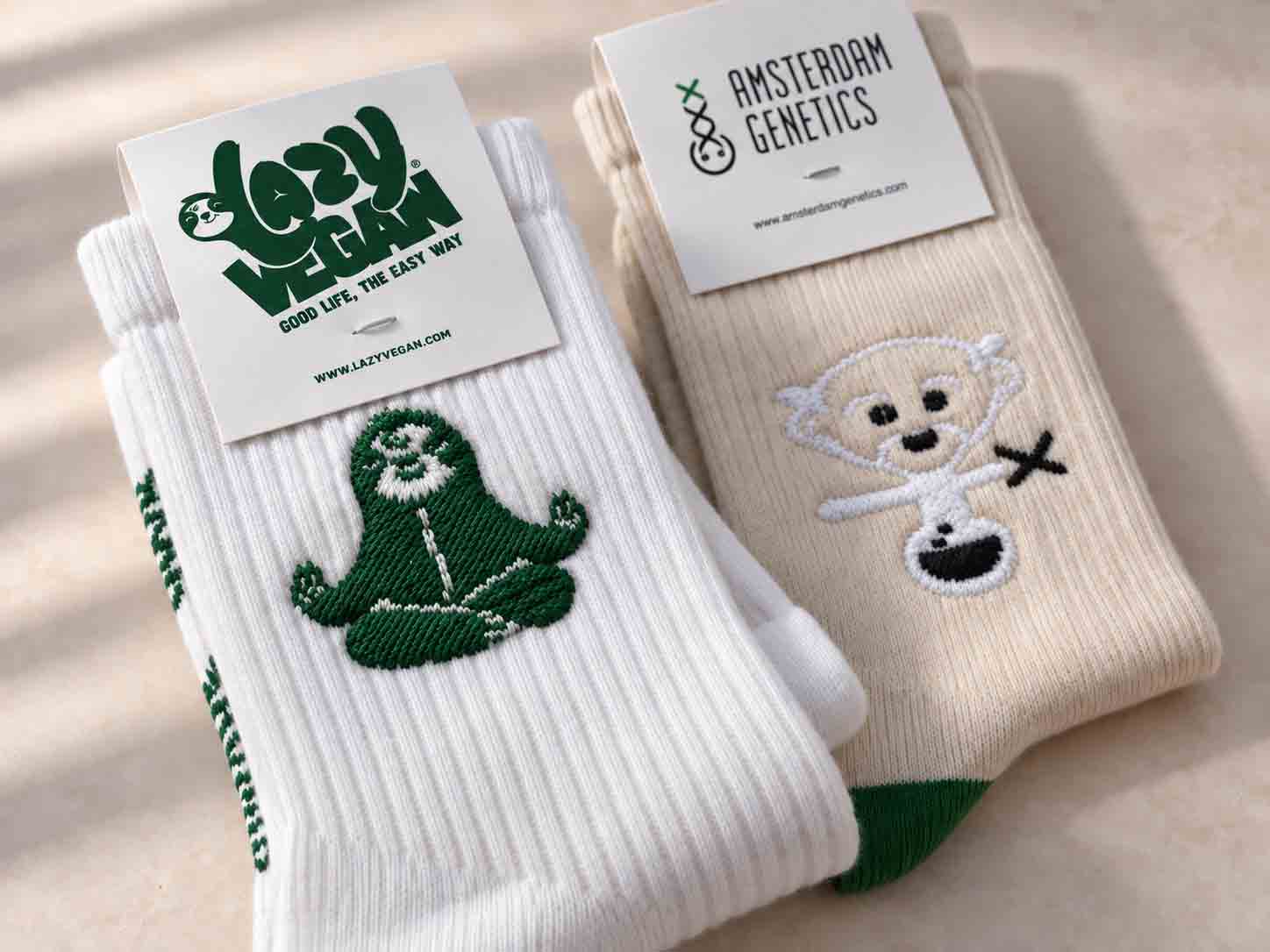 sokken lazy vegan met geborduurd logo